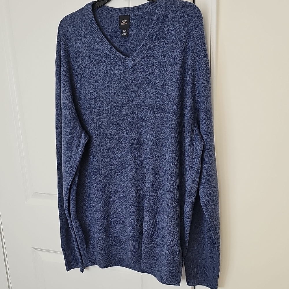 Dockers‎ Men's Heathered Blue V-Neck Sweater